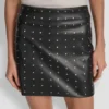 Embellished Faux Leather Skirt