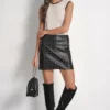 Embellished Faux Leather Skirt