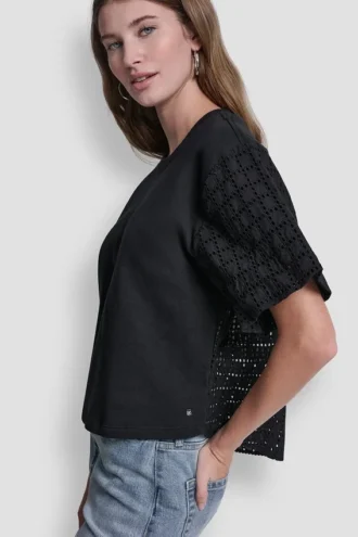 Eyelet Puff Sleeve Shirt
