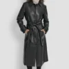 Faux Leather Long Trench