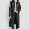 Faux Leather Long Trench