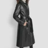 Faux Leather Long Trench