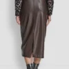 Faux Leather Midi Column Skirt