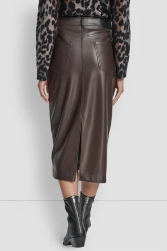 Faux Leather Midi Column Skirt