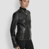Faux Leather Moto Jacket with Snap Collar