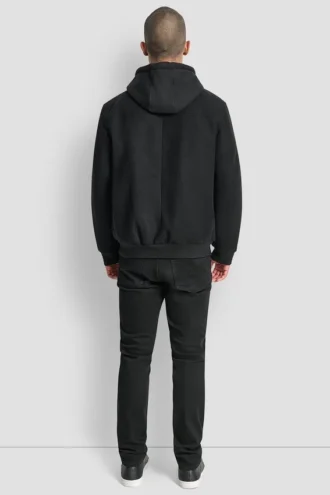 Faux Wool Bomber with Hooded Bib