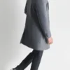 Faux Wool Coat with Hooded Bib