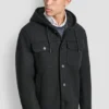 Faux Wool Hooded Shirt Jacket