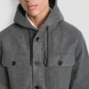 Faux Wool Hooded Shirt Jacket