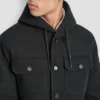 Faux Wool Hooded Shirt Jacket