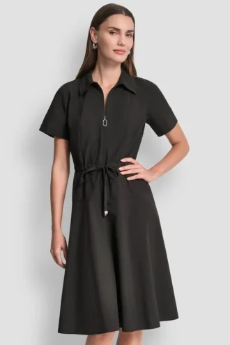 Fit & Flare Midi Shirt Dress