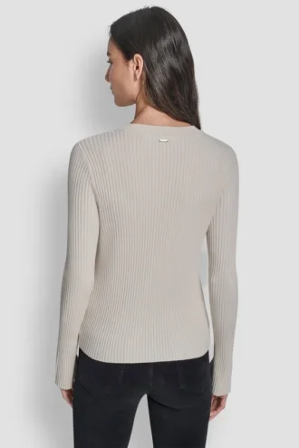 Flare Sleeve Cardigan with Rhinestone Button