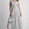 Frayed Linen Maxi Dress