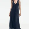 Frayed Linen Maxi Dress