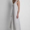 Frayed Linen Maxi Dress