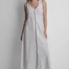 Frayed Linen Maxi Dress