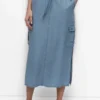 Garment Dye Tie Waist Cargo Skirt