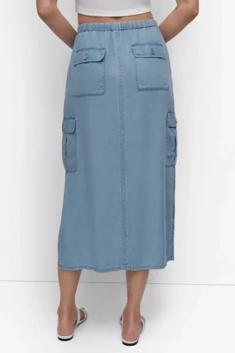 Garment Dye Tie Waist Cargo Skirt