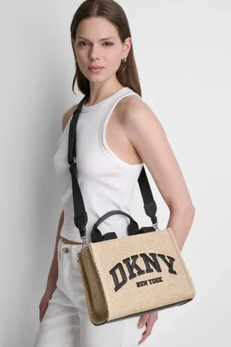 Hadlee Small Straw Logo Tote