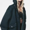High Collar Bomber Jacket with Hood