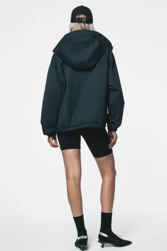 High Collar Bomber Jacket with Hood
