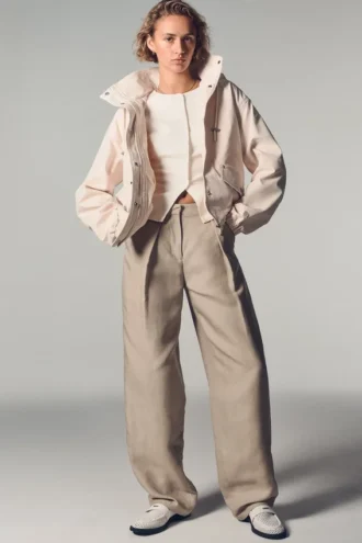 High Collar Bomber Jacket with Hood