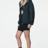 High Collar Bomber Jacket with Hood