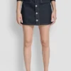 High Rise Button Front Mini Skirt