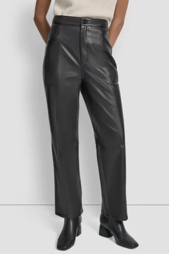 High-Rise Faux Leather Straight-Leg Pant