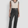 High-Rise Faux Leather Straight-Leg Pant