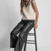 High-Rise Faux Leather Straight-Leg Pant