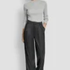 High Rise Pleated Wide Leg Trouser