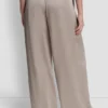 High-Rise Satin Pleated Wide Leg Pant