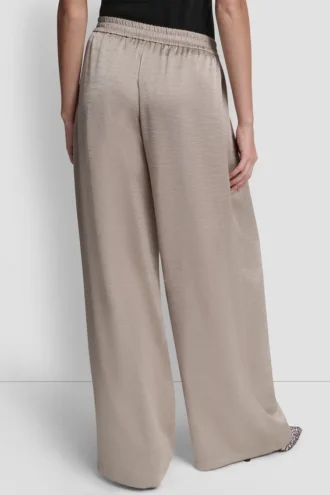 High-Rise Satin Pleated Wide Leg Pant