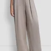 High-Rise Satin Pleated Wide Leg Pant