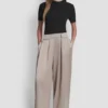 High-Rise Satin Pleated Wide Leg Pant