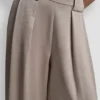 High-Rise Satin Pleated Wide Leg Pant
