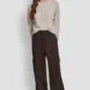 High-Rise Satin Wide-Leg Cargo Pant