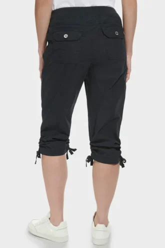 High-Rise Shirred Utility Capri Pant
