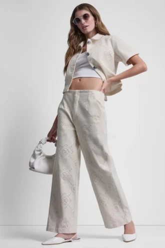 High-Rise Twill Wide Leg Pant