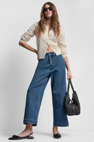 Indigo Terry Cropped Wide Leg