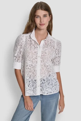 Lace Puff Sleeve Shirt