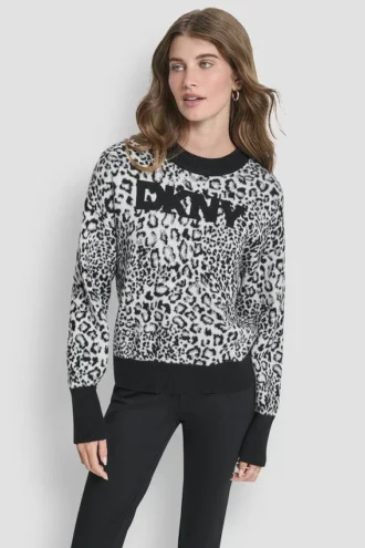 Leopard Logo Knit Sweater