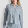 Linen-Blend Button-Front Shirt