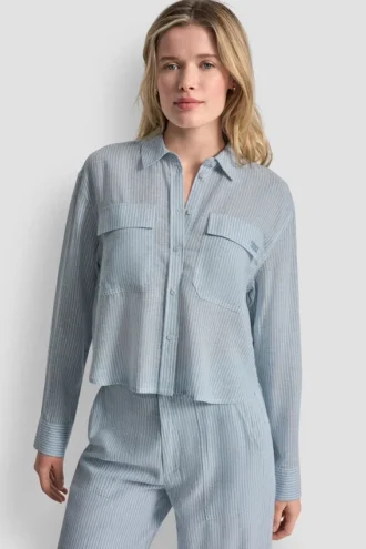 Linen-Blend Button-Front Shirt