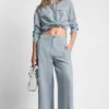 Cropped Wide Leg Linen-Blend Pants
