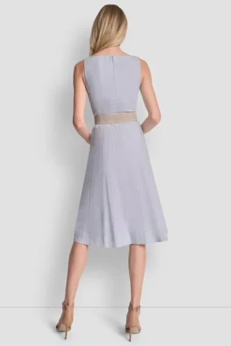 Linen-Blend Midi Fit & Flare Dress