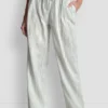 Linen-Blend Pinstripe Pleated Pant