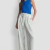 Linen-Blend Pinstripe Pleated Pant