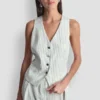 Linen-Blend Striped Vest